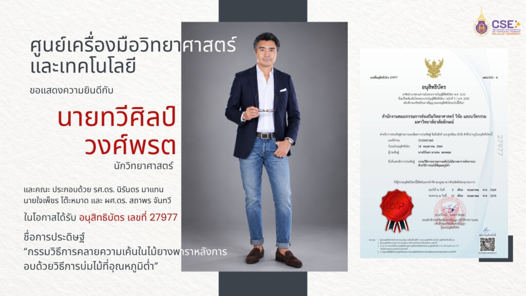 ขอแสดงความยินดี กับความสำเร็จด้านนวัตกรรมของมหาวิทยาลัยวลัยลักษณ์